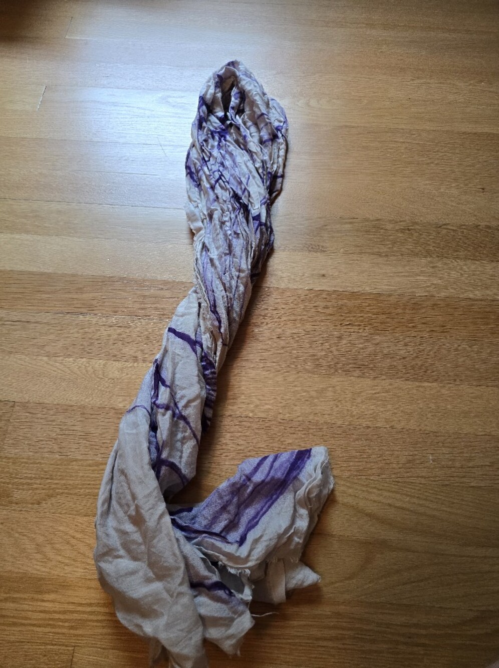 GAP Cream Scarf with Purple Stripe Detail